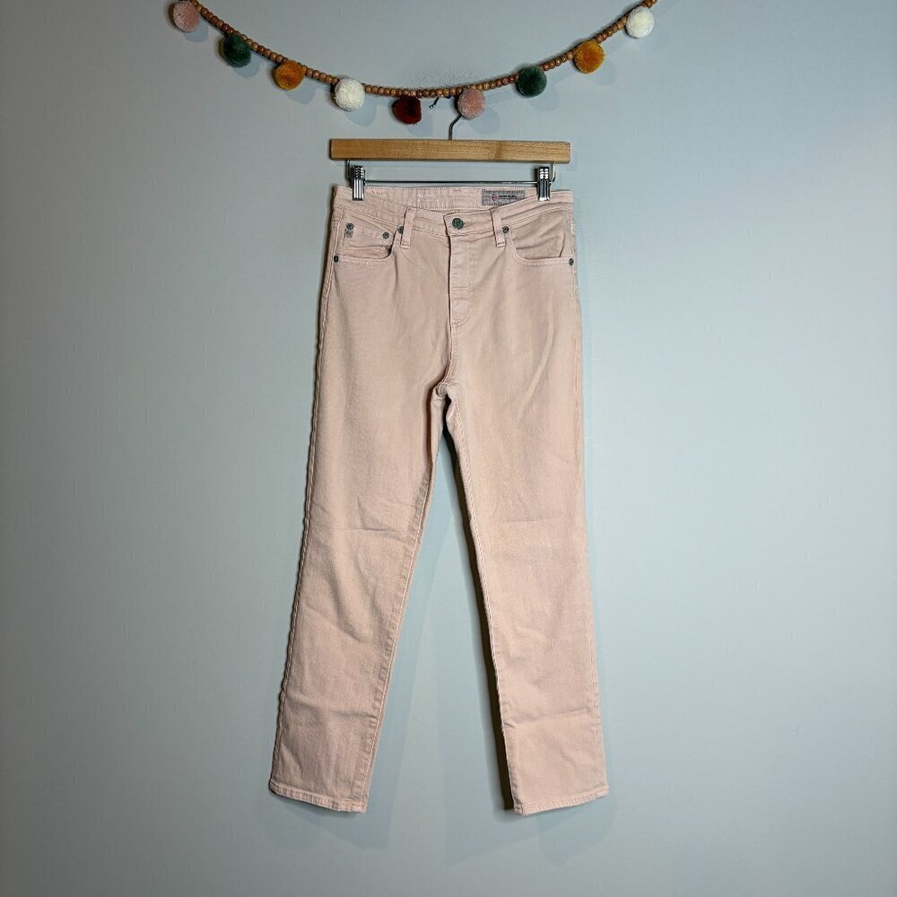 AG Adriano Goldschmied Isabelle High Rise Straight Crop blush pink jeans